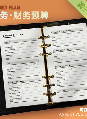 财务 | 预算Budget可打印内页PERSONAL财务规划预算理财收支手账