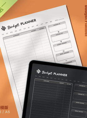 财务 | 预算计划 Budget Planner 可打印模版电子手账财富A4B5A5