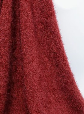 秋冬四面弹萨摩耶毛毛布料长毛圈圈毛垂坠连衣裙大衣羊毛时装面料