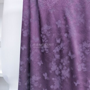 雾朦胧春秋蝴蝶新工艺印花抓花缎布料 垂坠仿醋酸旗袍汉服面料