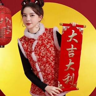 东北大花马甲花棉袄碎花秋冬季新款2026国风村姑妈妈大码加绒网红