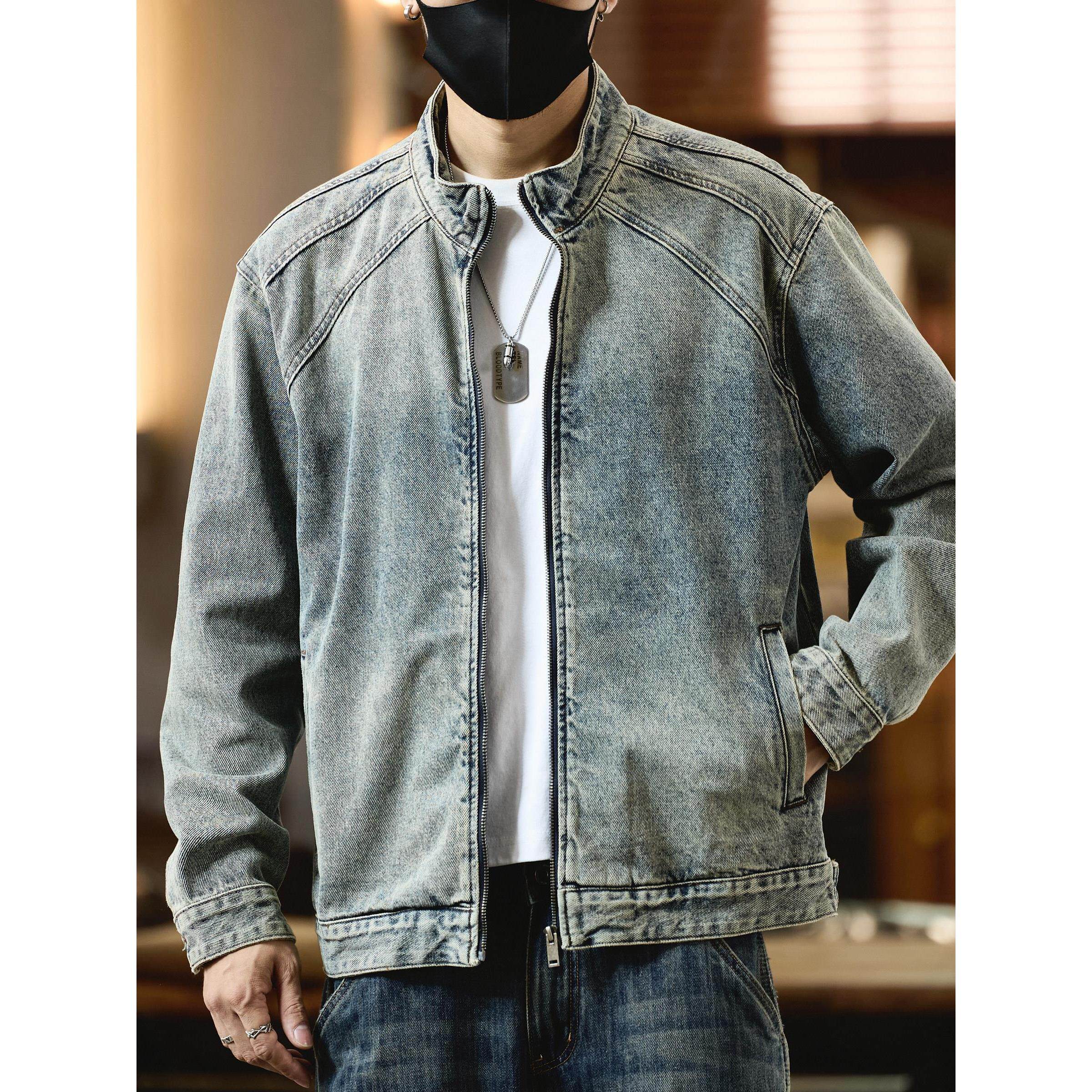 美式复古水洗做旧牛仔外套男士2026秋季新款潮牌痞帅高级感夹克