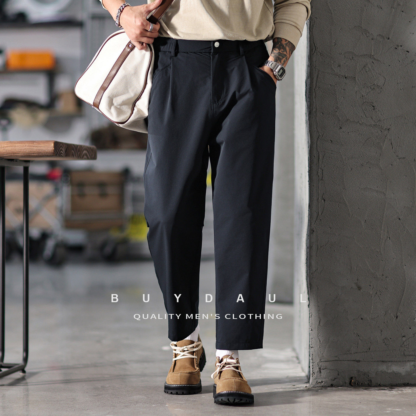 春夏季2026新款简约休闲九分裤男高级感宽松直筒垂感百搭西装裤子