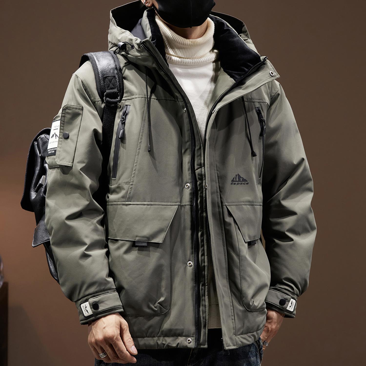 90鸭绒连帽工装羽服男冬季