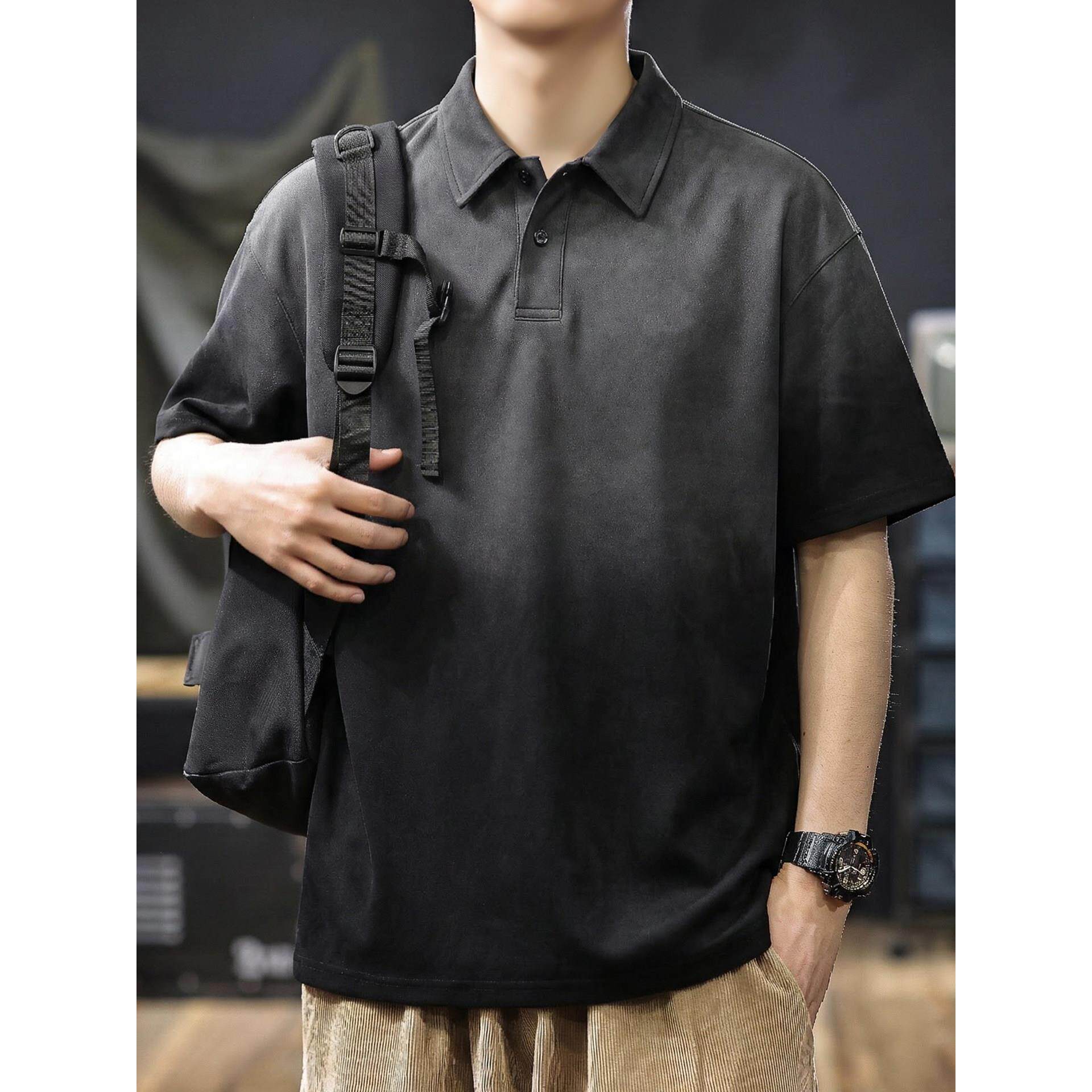 美式复古水洗渐变短袖POLO衫男2026夏季新款重磅纯棉翻领半袖T恤