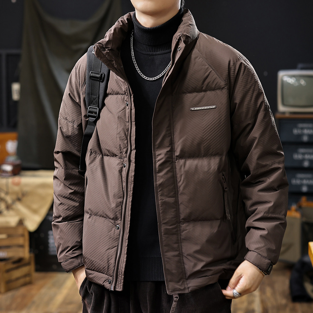 美式复古短款羽绒服男2026