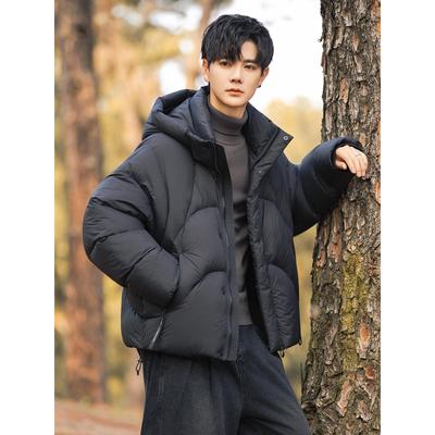 泡芙羽绒服男士2025新款冬季连帽保暖加厚龟背百搭宽松面包服外套