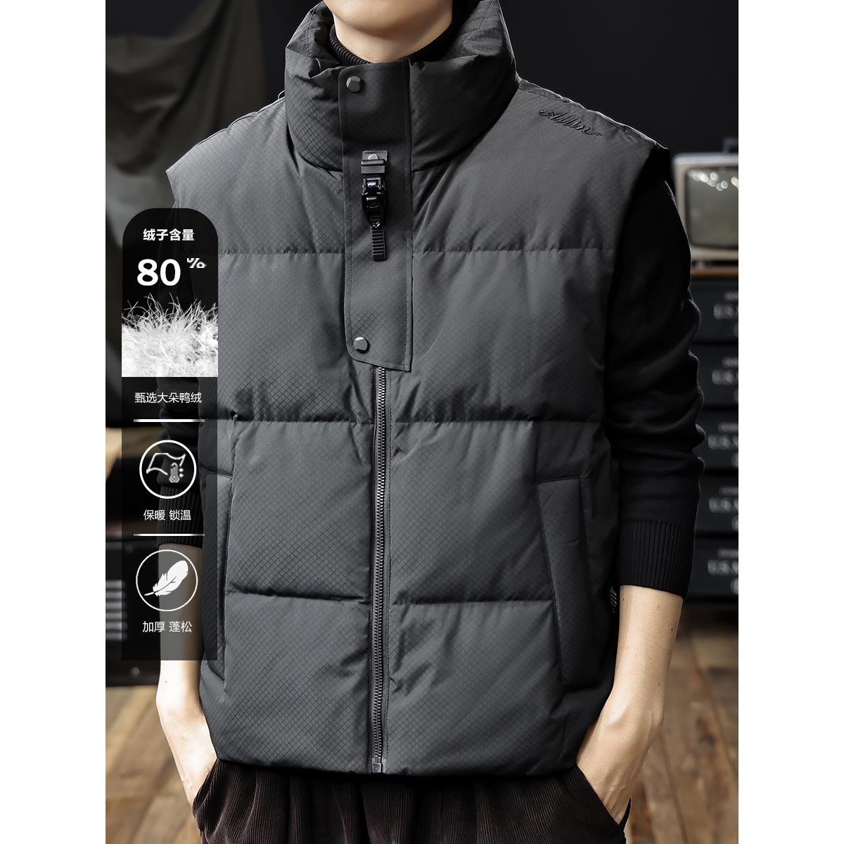 2025新款冬季立领羽绒马甲男外穿大码无袖羽绒服保暖坎肩鸭绒外套