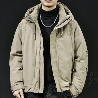 爆款国标90白鸭绒羽绒服男连帽工装外套2025冬季新款保暖潮牌大码