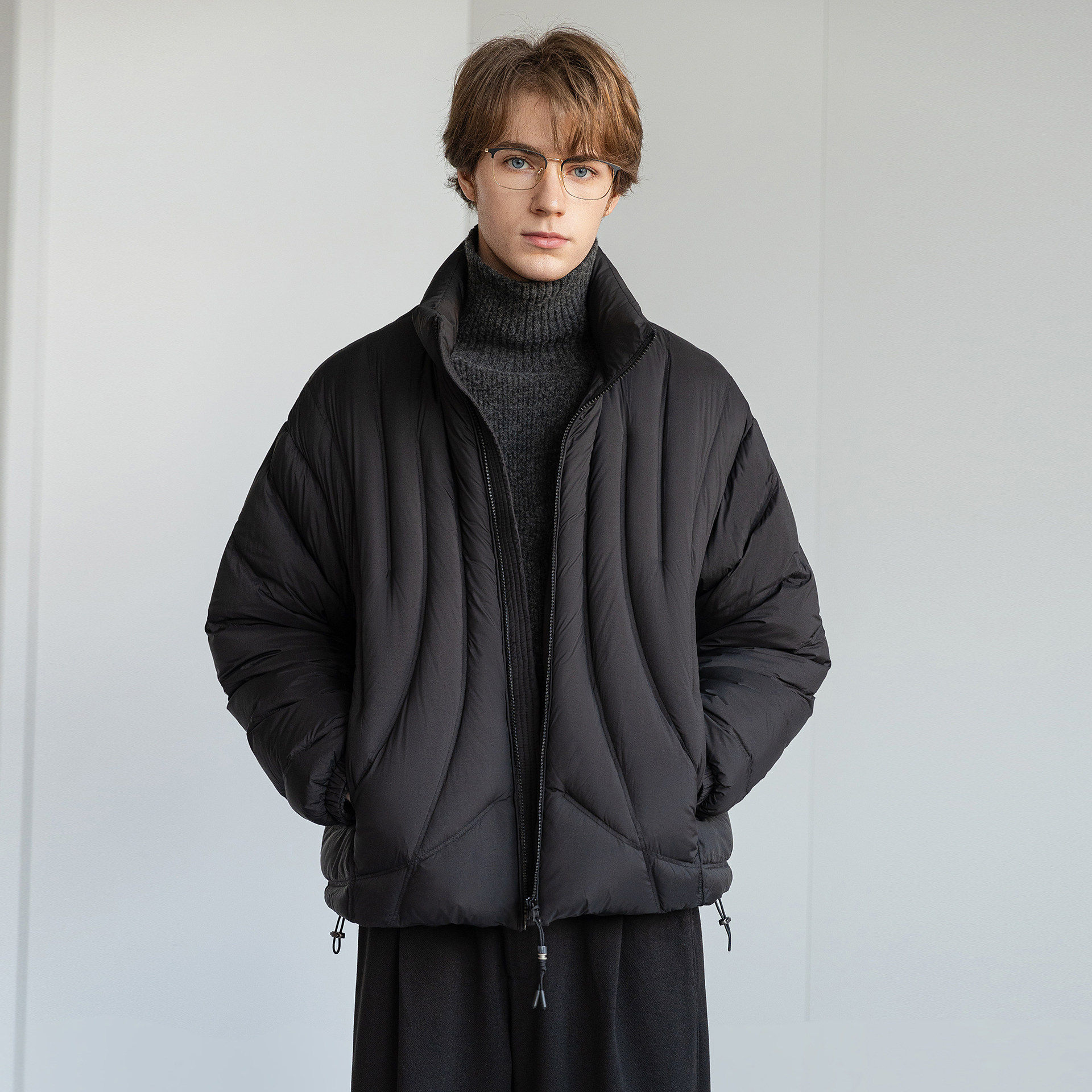 D7K设计师款 做工费时90白鸭绒羽绒服冬装新款立领宽松羽绒外套男