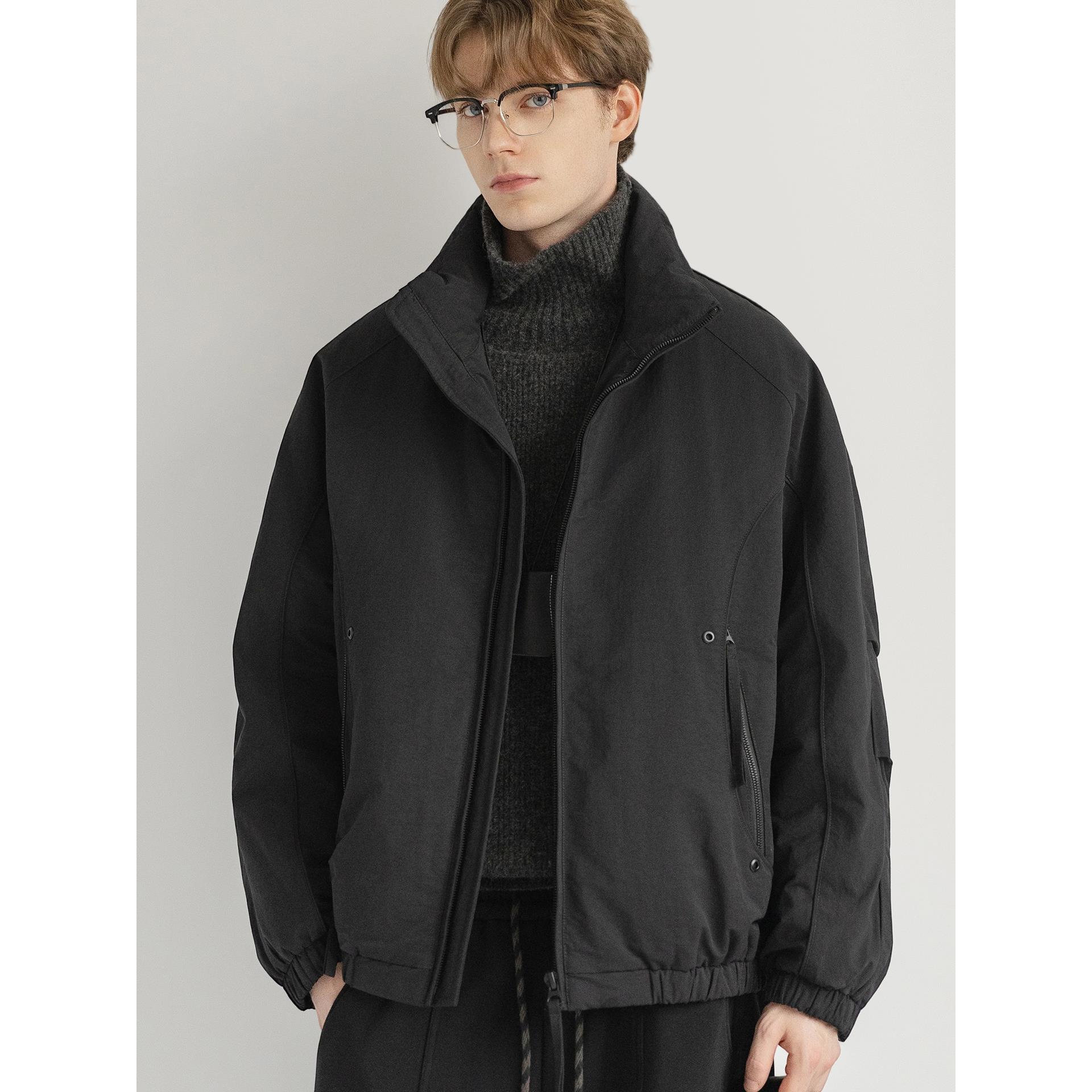 D7K设计分割羽绒服夹克男25冬装新款白鸭绒保暖大码加厚羽绒外套