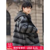 25新款 加厚 羊毛呢子夹克冬季 羊驼毛呢外套男士 连帽双面绒大衣短款