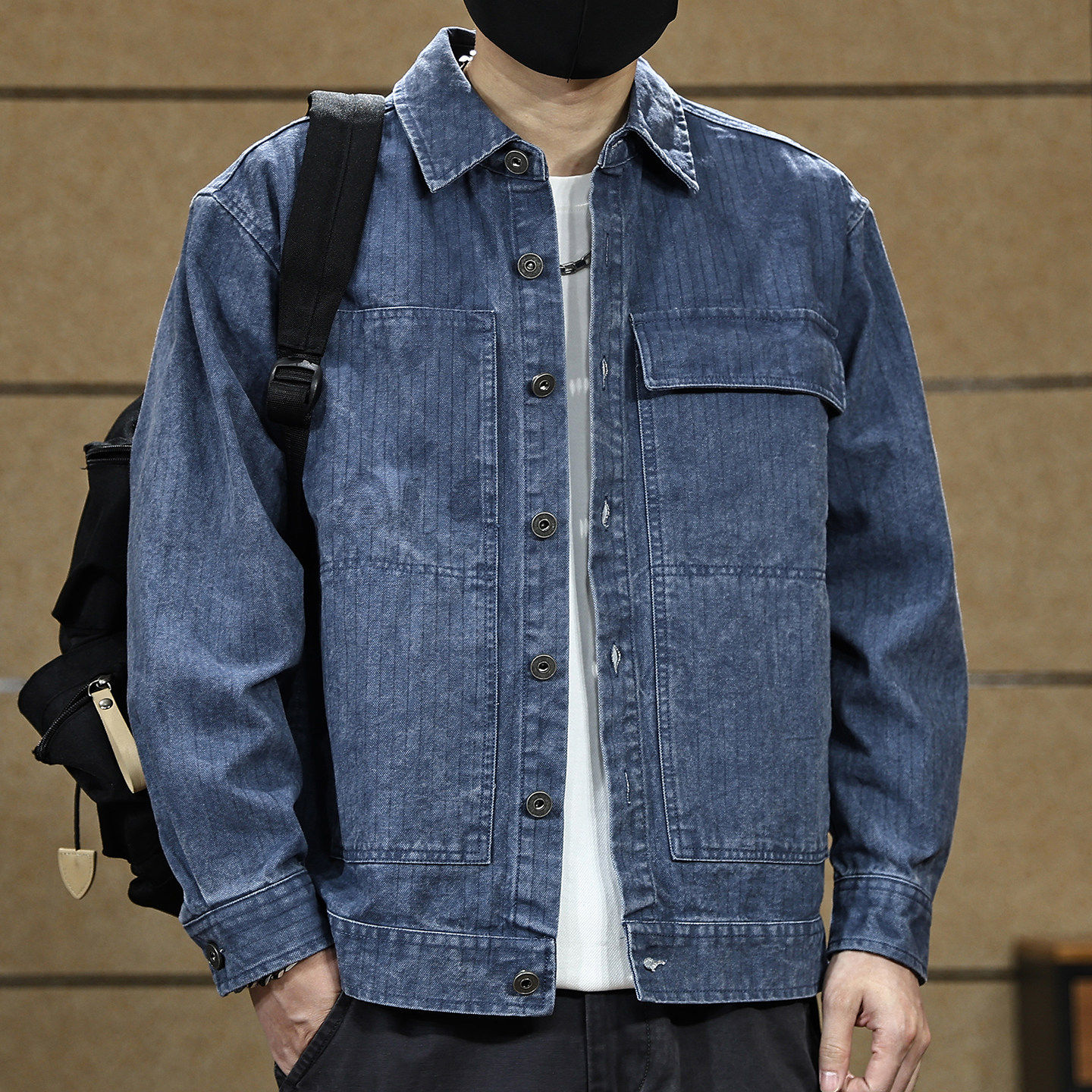 美式复古水洗牛仔夹克外套男春秋新款宽松工装衬衫男长袖秋季衬衣