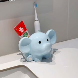 大象牙刷架卫生间家用牙具收纳筒电动牙刷底座支架陶瓷置物架
