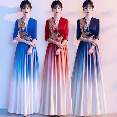 大合唱团演出服装女长裙2025新款