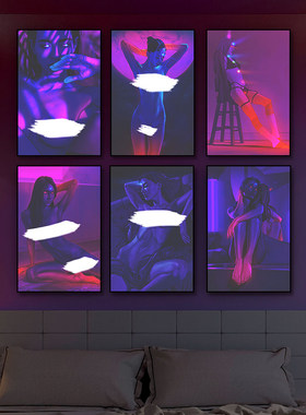 情侣激情男女霓虹灯挂画酒吧KTV情趣酒店人体艺术Led灯发光装饰画