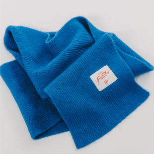 大小波秋冬针织围巾 初恋蓝柔软加厚防风彩色毛线围脖冬季保暖