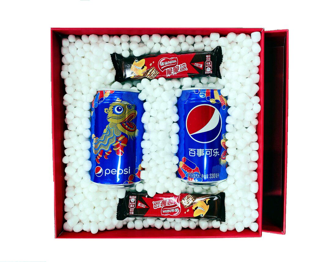 완전 분해 가능한 충진 포장 과립은 충격 방지 포장 상자 화장품 저탄소 친환경 전분 과립을 표현합니다