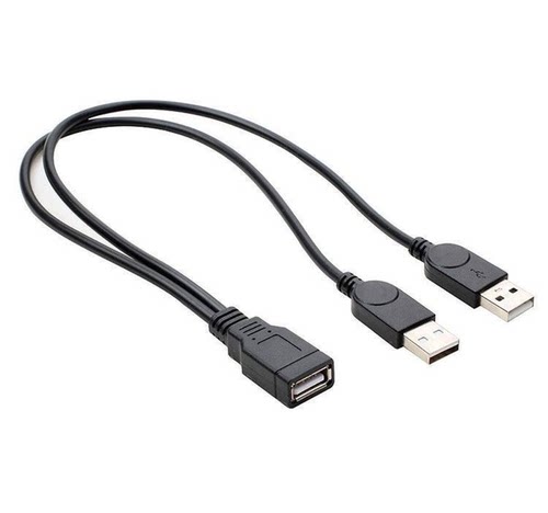 5v充电usb延长线一拖二车载一分二分线器一母二公扩展器集线器2A