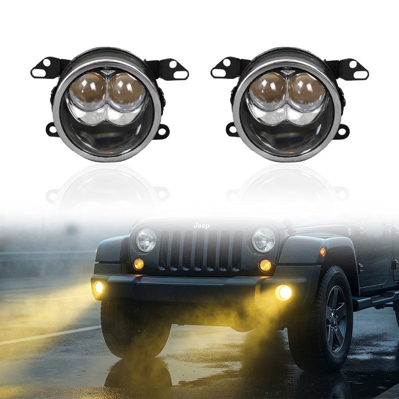 适用于牧马人透镜雾灯大切诺基酷威改装LED透镜雾灯远近光行车灯