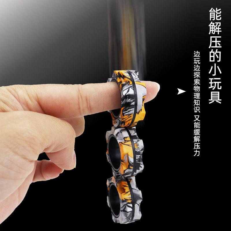 磁力手环解压手指玩具新款跨境齿轮炫彩迷彩旋转减压戒指指尖陀螺