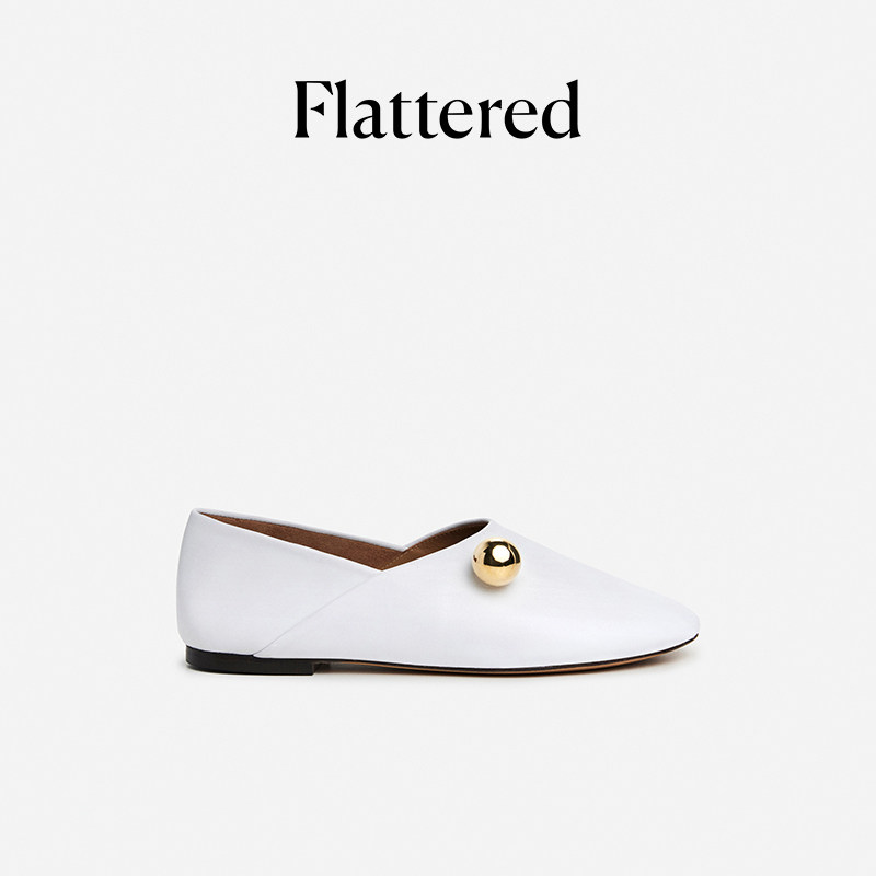 Flattered女士羊皮金珠平底单鞋