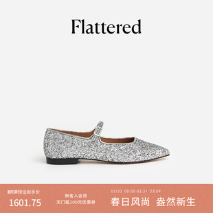 新品 平底浅口单鞋 Camila女士手工亮片芭蕾舞玛丽珍鞋 Flattered