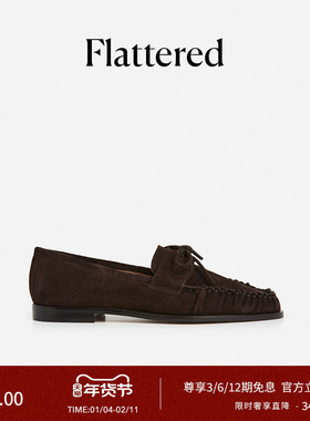 Flattered Dylan女士麂皮结饰褶皱一脚蹬乐福鞋平底单鞋2025新品