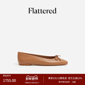 芭蕾舞平底浅口单鞋 Flattered Bodil女士羊皮手工蝴蝶结法式 棕色