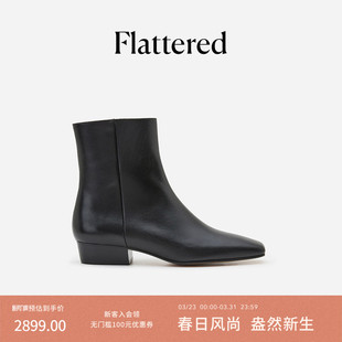 靴2026新款 方头踝靴粗跟时装 Rami女士真皮手工短靴法式 Flattered