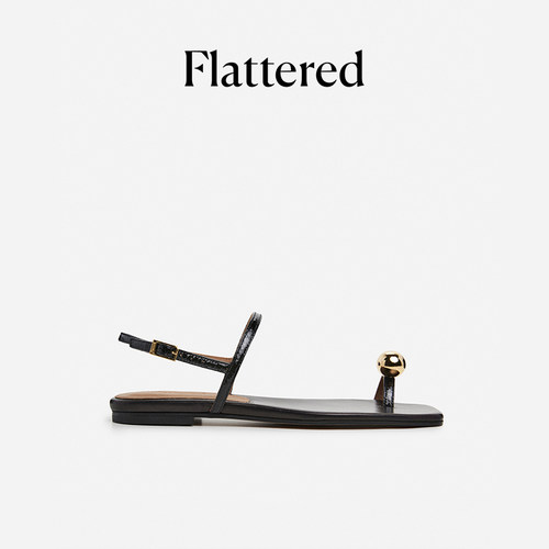 Flattered女士真皮金珠套趾凉鞋