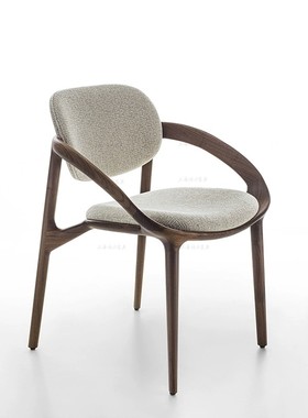 porada餐椅北美黑胡桃木书椅简约高级设计师靠背书椅真皮扶手餐椅