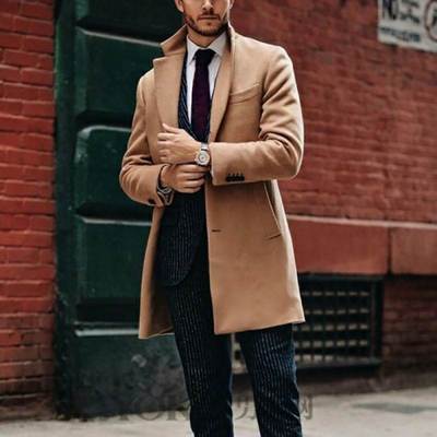 Men fashion overcoat casual coat autumn winter woolen jacket