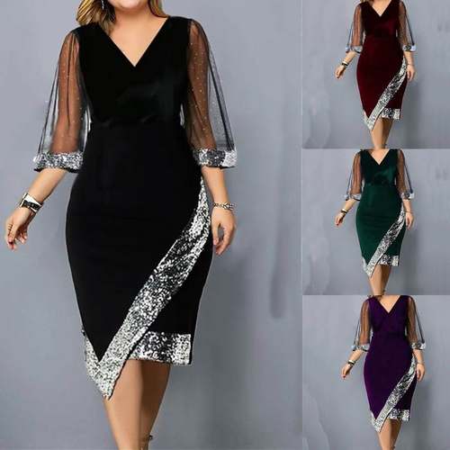 S-5XL women dinner party dress ladies skirt gown金丝绒亮片裙