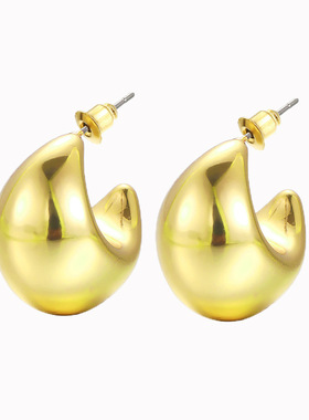 golden women earrings temperament earring 欧美高级感耳环女