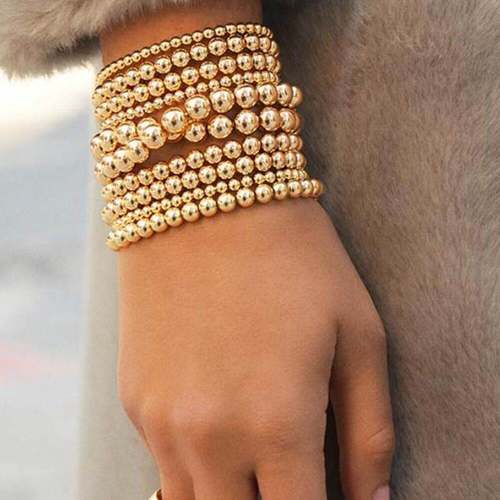 Hot selling bracelet simple round bead elastic bangle 女手镯