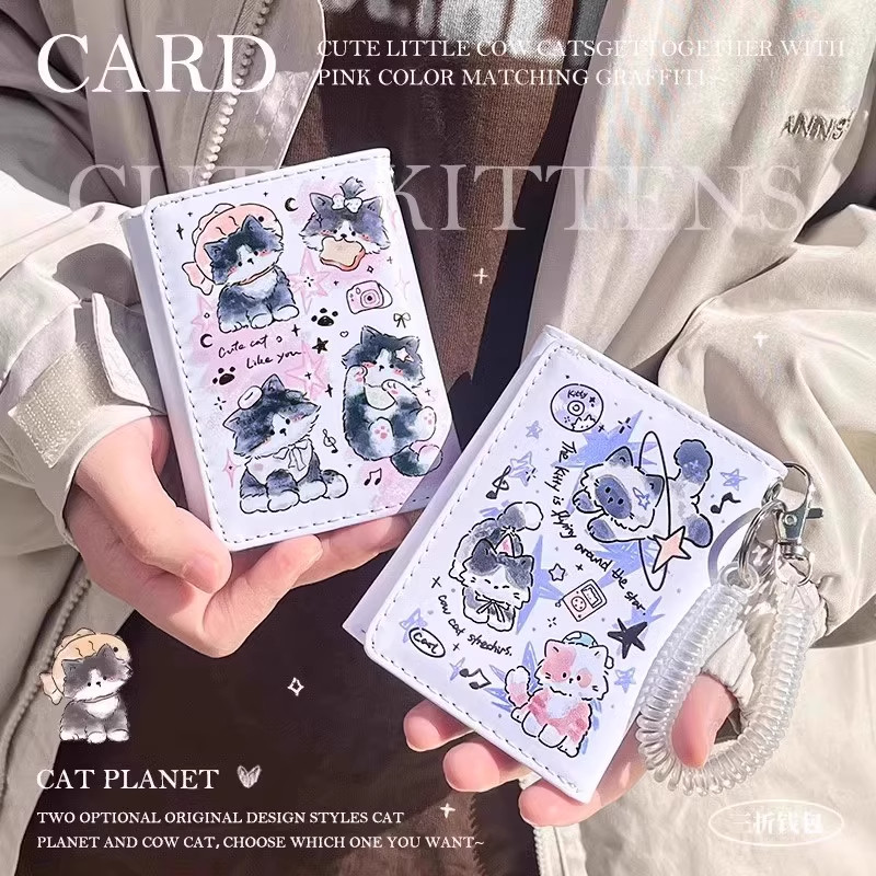 可爱小猫咪钱包小巧卡包大容量多卡位学生零钱包多功能证件包女生