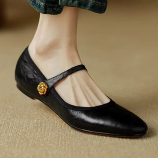 胖脚拍大一码,头层羊皮2026春单鞋玛丽珍女HY-305