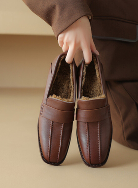 加毛羊羔毛乐福鞋9670