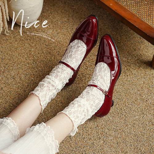 断码福利。真皮牛皮玛丽珍单鞋