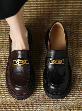 3厘米头层羊皮厚底乐福鞋女鞋9795