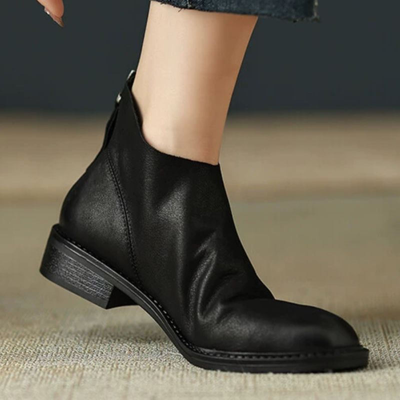 3厘米，头层巨软牛皮平底圆头小短靴后拉链,女鞋,浅口单鞋,淘宝优惠券,粉丝福利购,淘宝优惠卷