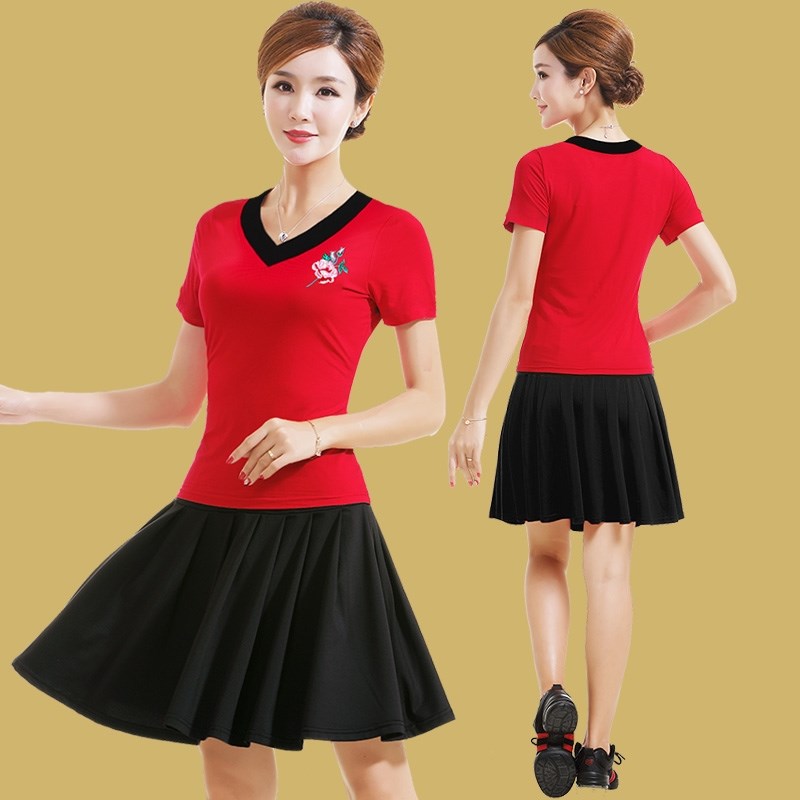 云裳广场舞舞蹈服装衣服t大全中老年套裙大妈演出服两件套夏季新