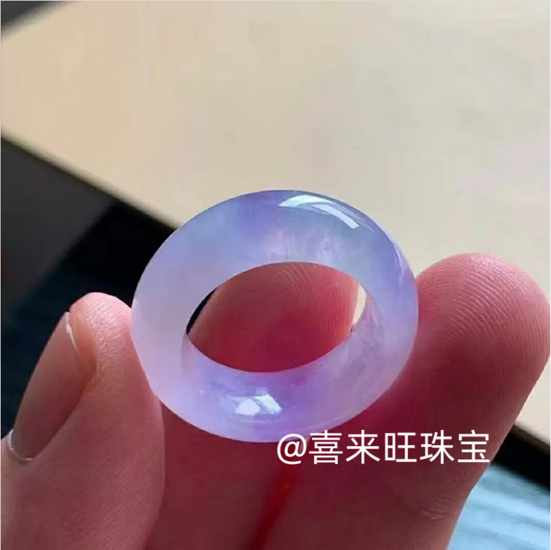 冰透种紫罗兰淡紫色玉石戒指指环