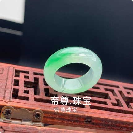 缅甸纯天哪翡翠老坑种冰糯种白冰飘绿花翠绿男女款玉石戒指指环
