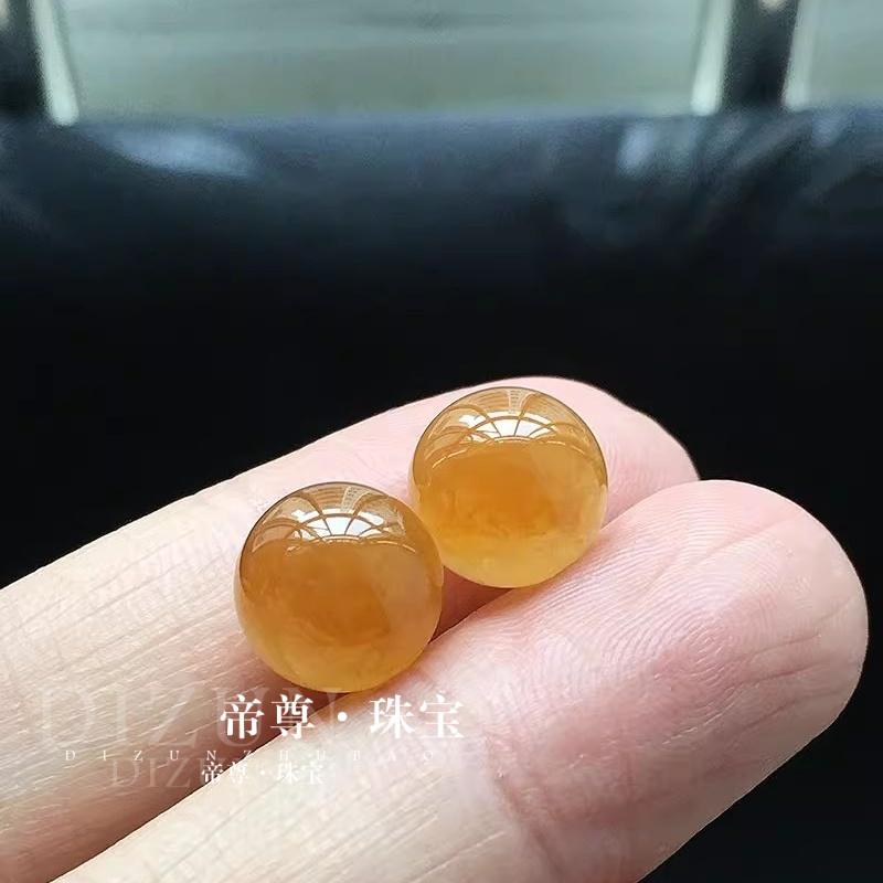 A货冰糯种黄翡手链圆珠子