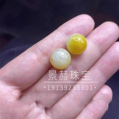 A货冰种黄翡圆珠子散珠手链