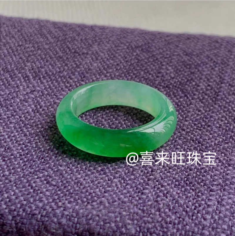 冰种冰飘绿辣绿冰绿玉石戒指指环