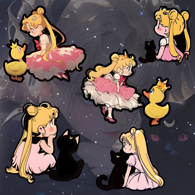 初绘美少女战士车窗车贴可爱创意汽车后挡风玻璃装饰q版少女贴纸