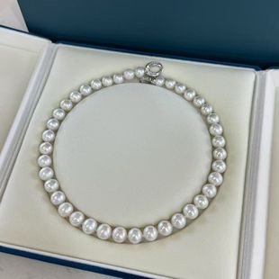 澳白平替9 11mm正圆爱迪生强光淡水珍珠S925纯银项链气质送女友